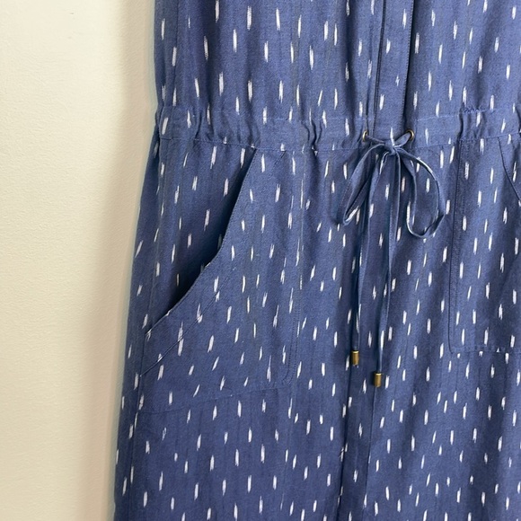 Faherty Blue and White Sleeveless Saylor Ikat Midi Shirt Dress. Size XS. - Picture 8 of 16